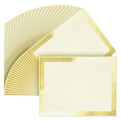 Buy 50 Sheets Gold Foil Award Certificate Paper 8.5 x 11 for Printing - Blank Cardstock for ...