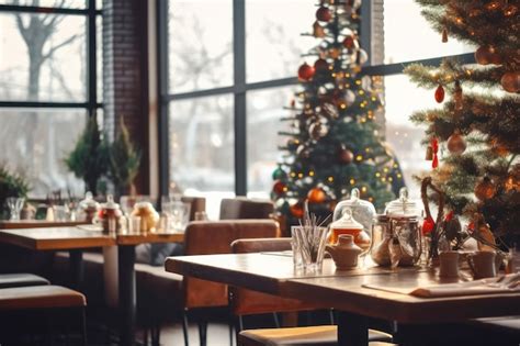 Premium AI Image | Christmas decoration in local cozy cafe interior