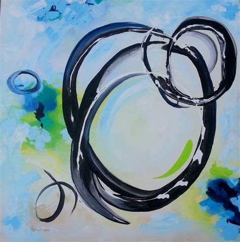 Original Black and White Circle Abstract Painting Authentic | Etsy