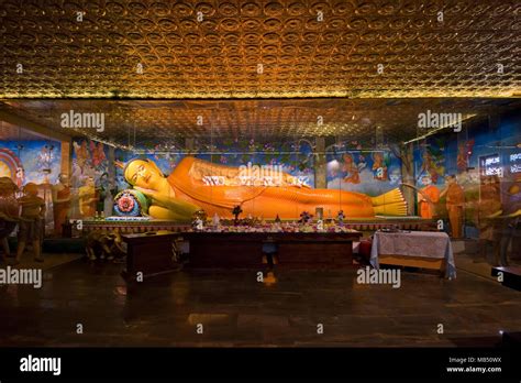 Horizontal view of the large reclining Buddha at Ruwanweliseya Dagoba or Stupa in Anuradhapura ...