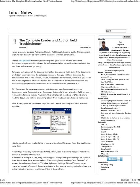 Reader Fields-The Complete Reader and Author Field Troubleshooter | PDF | Ibm Notes | Share Point