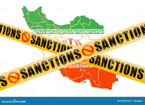 Sanctions Concept With Map Of Iran, 3D Rendering Stock Illustration ...