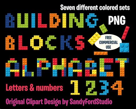 Building Block Alphabet Letters PNG, Plastic Brick Font Instant ...