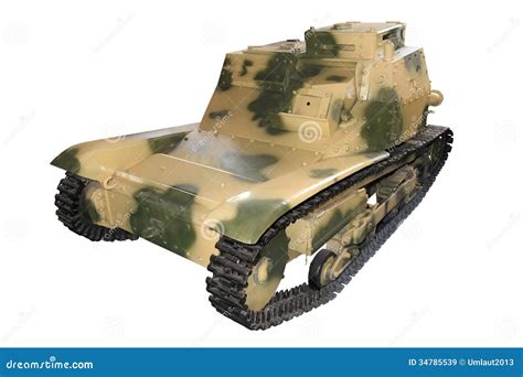 Camouflaged old tankette stock image. Image of isolated - 34785539