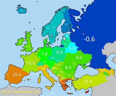 European average annual temperature map : r/MapPorn