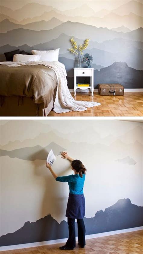 Bedroom Design: DIY Ideas for Painting Walls - Mountain Mural Bedroom Makeover - Cool Ways To ...