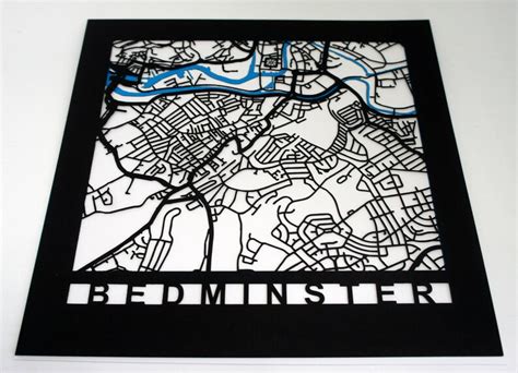 Bedminster Bristol Laser Cut Map White Frame Black and White Local Wall Art Choose Colours - Etsy