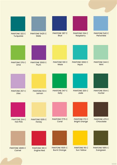 the color chart for pantone's new colors