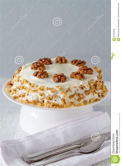 Carrot cake with walnuts stock photo. Image of frosting - 62432974