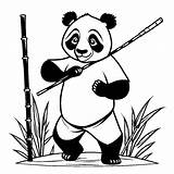 Panda Bear Standing holding Bamboo coloring Page Lulu Pages sketch template