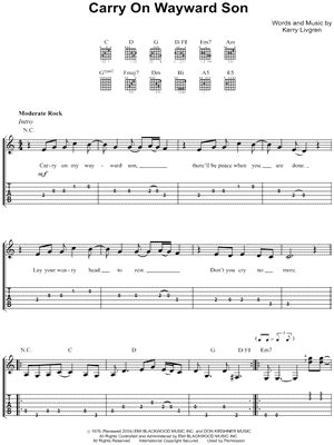 "Carry on Wayward Son" Sheet Music - 27 Arrangements Available ...