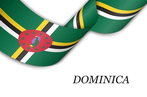 Premium Vector | Dominica waving flag on flagpole