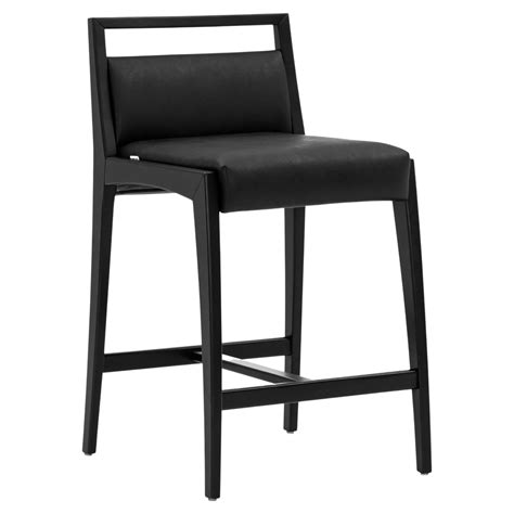 Sotto Counter Stool in Black Faux Leather and Black Wood Finish For Sale at 1stDibs | dark wood ...