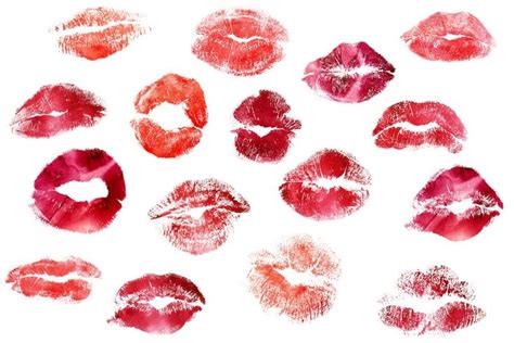 16 Red Lipstick Kisses Clipart