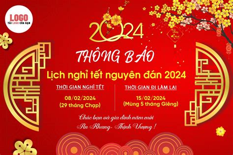 Mẫu thông báo lịch nghỉ tết rực rỡ mới nhất 2025