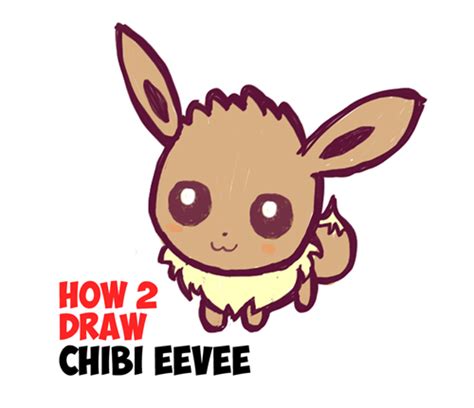 How to Draw Cute Baby Chibi Eevee from Pokemon Easy Step by Step ...