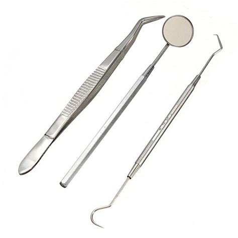 Stainless Steel Dental Instruments Mouth Mirror Probe Plier Kit ...