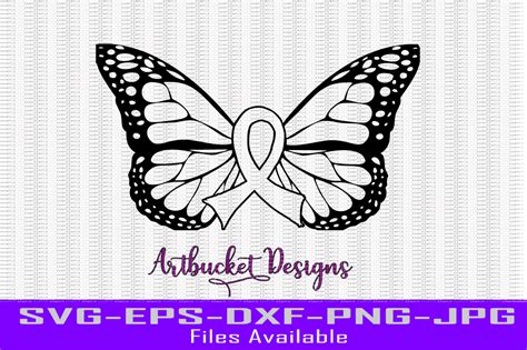 Cancer Ribbon Butterfly By Artbucket Designs | TheHungryJPEG