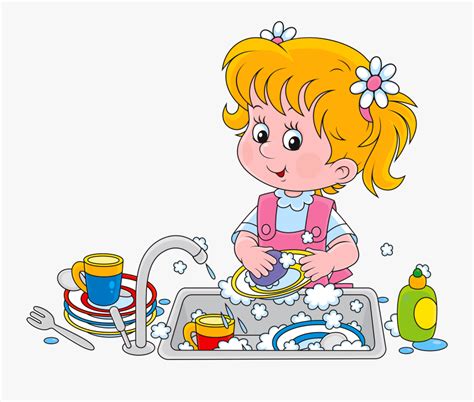 Png Girl Clip - Wash The Dishes Cartoon , Free Transparent Clipart - ClipartKey