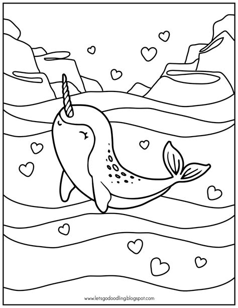 Coloring Book Page Girl Narwhal - Coloring Pages