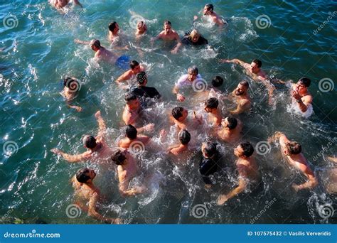 Water Ceremony Marking the Orthodox Epiphany Day, in Port of the Editorial Photography - Image ...