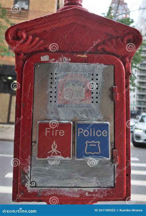 A Red Fire Alarm Box for Fire or Police Editorial Photography - Image of protection, security ...