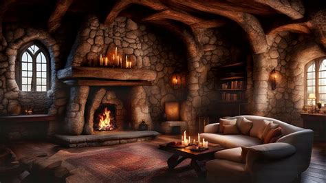 Relaxed Castle Living Room | Medieval Fireplace ASMR Ambience | Cozy ...