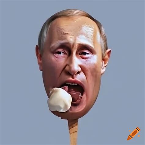 Putin eating ice cream in winter on Craiyon