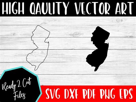 New Jersey Outline SVG Files New Jersey Cut Files Laser - Etsy