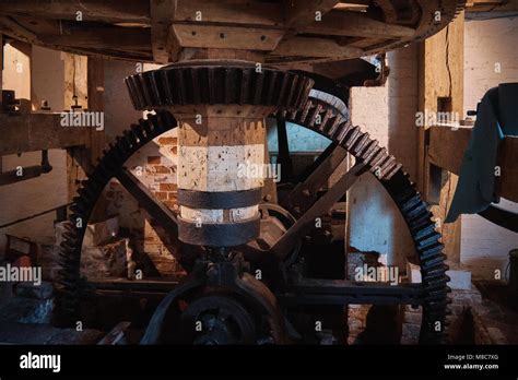 Parts of the interior of an old water mill Stock Photo - Alamy