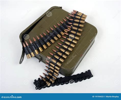 Machine Gun Ammo On A White Background, Bullet Belt, Bandoleer, Chain ...