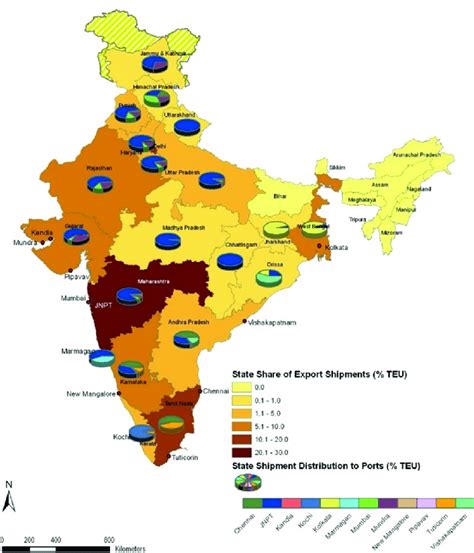 Major Indian ports, their hinterland and shares of container shipments | Download Scientific Diagram