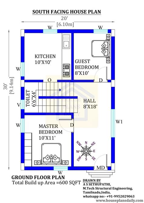 20x30 South facing Home plan - House Designs and Plans | PDF Books