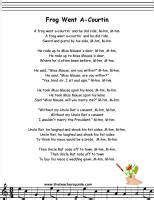 Frog Went A Courtin Lyrics, Printout, MIDI, and Video | Kids songs, Lyrics, Music camp