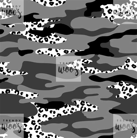 Leopard Print Army Camo Camouflage Print Monochrome Seamless - Etsy