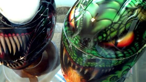 Custom Painted Airbrushed Dragon Helmet also another venom and Twisted Red Clown - YouTube