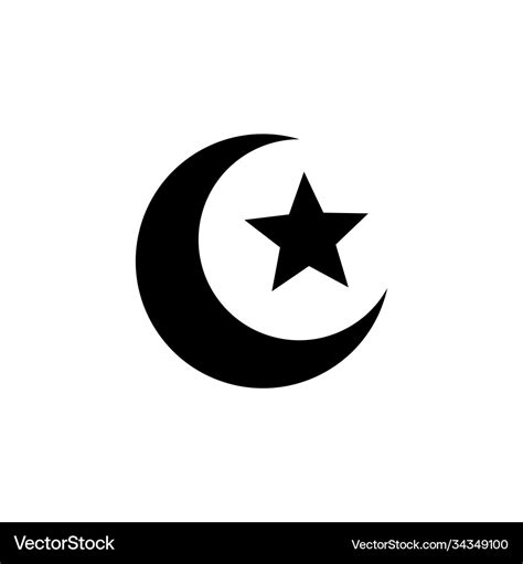 Crescent moon and star symbol design template Vector Image