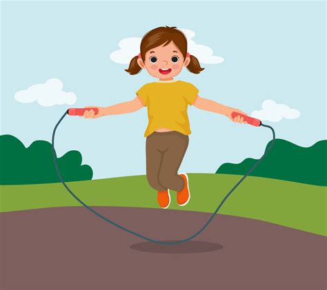 happy little girl skipping jumping rope at the park 11773353 Vector Art at Vecteezy