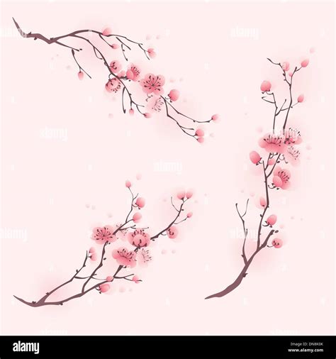 Chinese plum blossom painting Stock Vector Images - Alamy