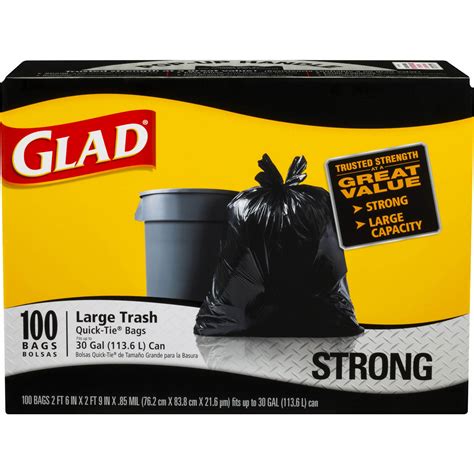 Glad 30-Gal. Quick-Tie Large Plastic Trash Bags, 100 ct. - Black - BJ's Wholesale Club