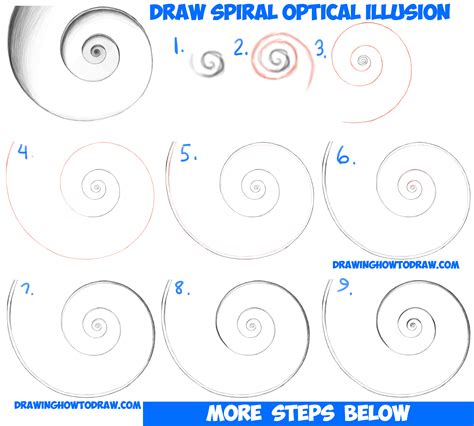 How to Draw Spiral Going Down Optical Illusion Easy Step by Step Drawing Tutorial for Beginners ...