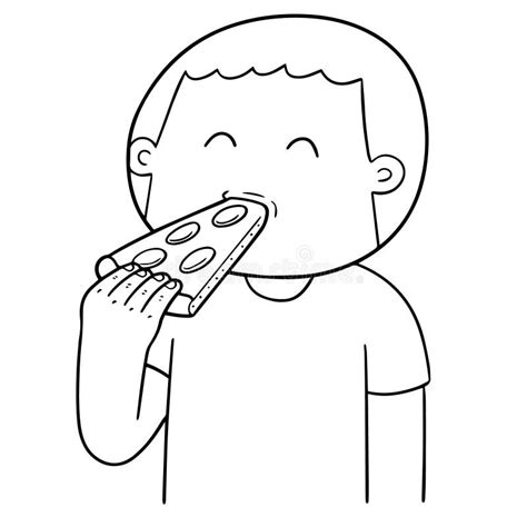 Vector of man eating pizza stock vector. Illustration of sign - 120330578