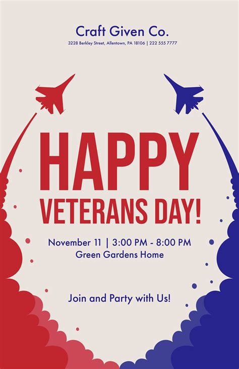 Veterans Day Poster in PSD, Illustrator, SVG, JPG, EPS, PNG, Word, Publisher, Google Docs, Pages ...