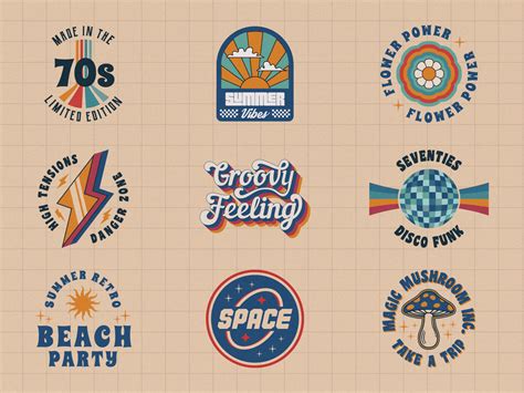 Retro groovy logo collection by Denis Holovatiuk on Dribbble