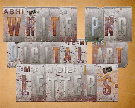 Retro Digital Download, Vintage License Plate White Bundle of PNG ...