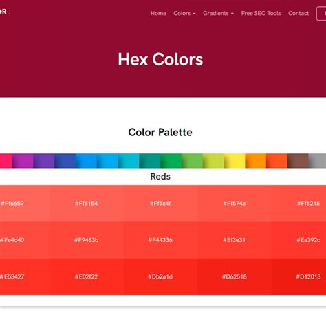 Hex Color Codes Color Hex Gives Information About Colors Including ...