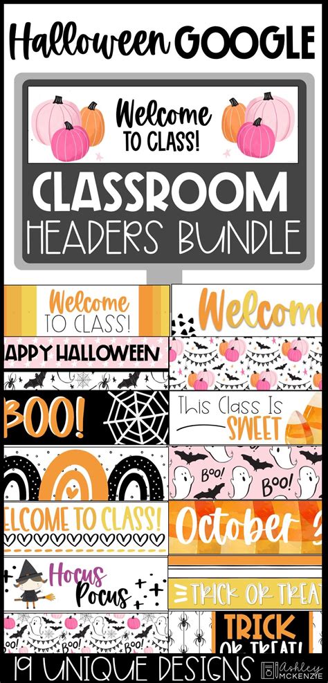 Grab these editable halloween google classroom headers to make virtual online teaching a little ...