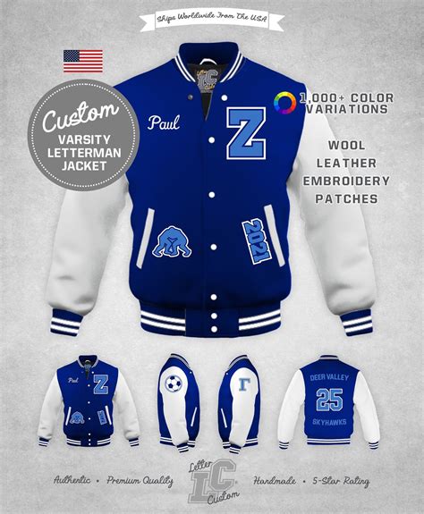 Custom Varsity Letterman Wrestling Jacket White Leather & Royal Blue Wool Premium Authentic ...