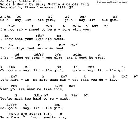 Song lyrics with guitar chords for Go Away Little Girl - Steve Lawrence, 1963