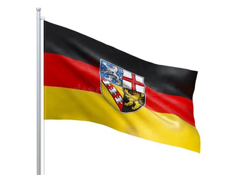 Saarland Flag Waving on White Background, Close Up, Isolated. 3D Render ...